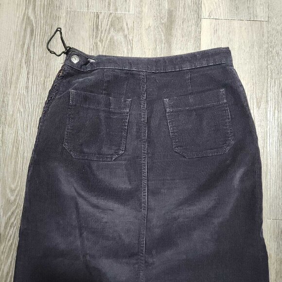 Vintage 90s navy corduroy maxi skirt with pockets and double side slits - Picture 11 of 16